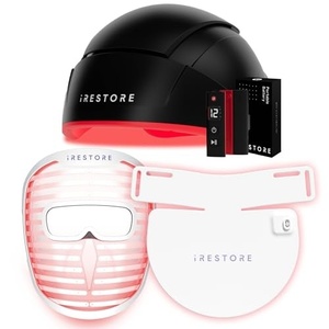 image:imageiRestore Elite Glow Complete Care Set Elite Hair Device with Battery Pack  LED Face Neck amp Chest Masks