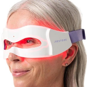 image:imageiRestore Red Light Therapy for Eyes  180 LEDs Eye Mask with Infrared Light for UnderEye Wrinkles Forehead Lines 11s Crows Feet Dark CirclesWhite